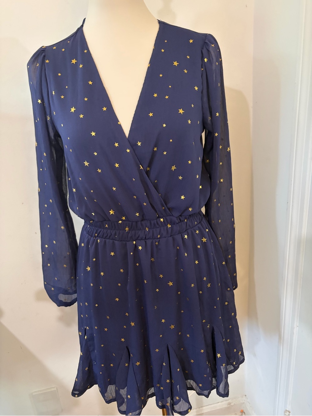 Mi Amore Navy Dress with Gold Star Print